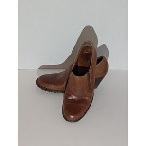 Born Brown Leather Heeled Slip‎ On Shoes Comfortable Casual Womens Size 6